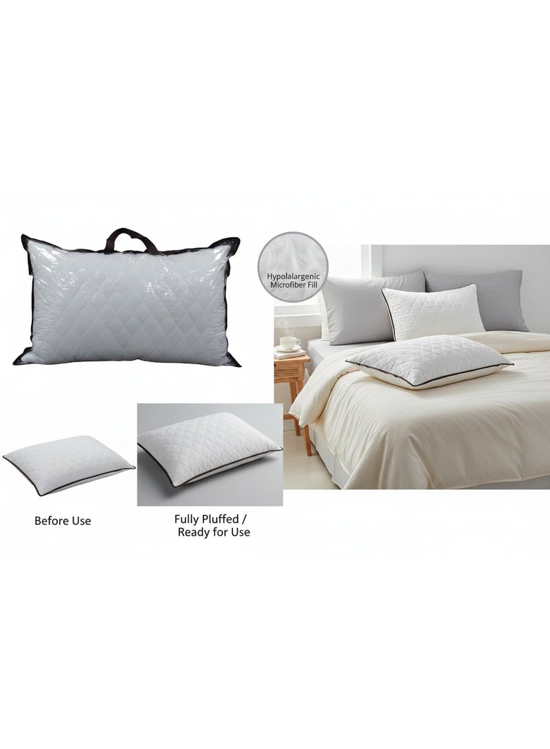 Premium Quilted Bed Pillows – 2-Pack Ultra-Soft Breathable Microfiber Hotel Quality Pillow Set, Ergonomic Support for Side, Back & Stomach Sleepers, Hypoallergenic & Dust Mite Resistant, Standard Size - Image 1